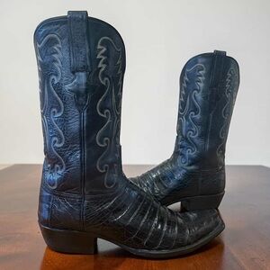 Lucchese Black Caiman Cowboy Western Boots Men’s Size 11 D